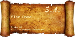 Sier Anna névjegykártya