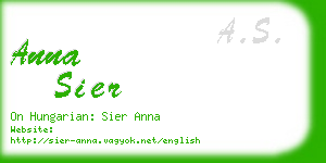 anna sier business card